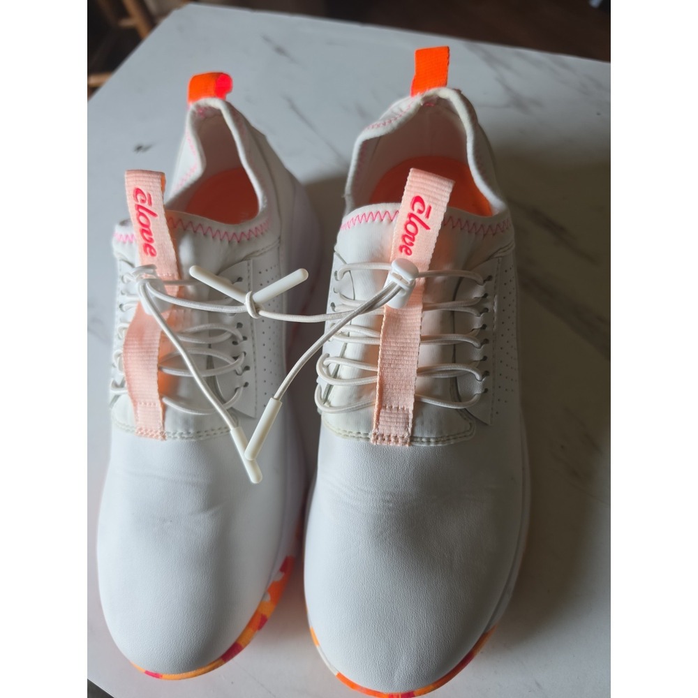 Clove Shoes/Sneakers, White w/ Orange & Pink Accents, W10 'Sunset Pop'